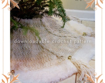 The First Noel Tree Skirt, Crochet Pattern,Easy to Intermediate,Thick,Bulky Yarn,Christmas,holidays,quick pattern, winter, bells, tassels