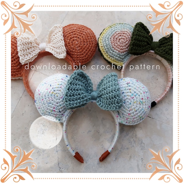Crochet Mouse Ears Pattern, Ever After Design, Child & Adult Size (PDF Pattern)