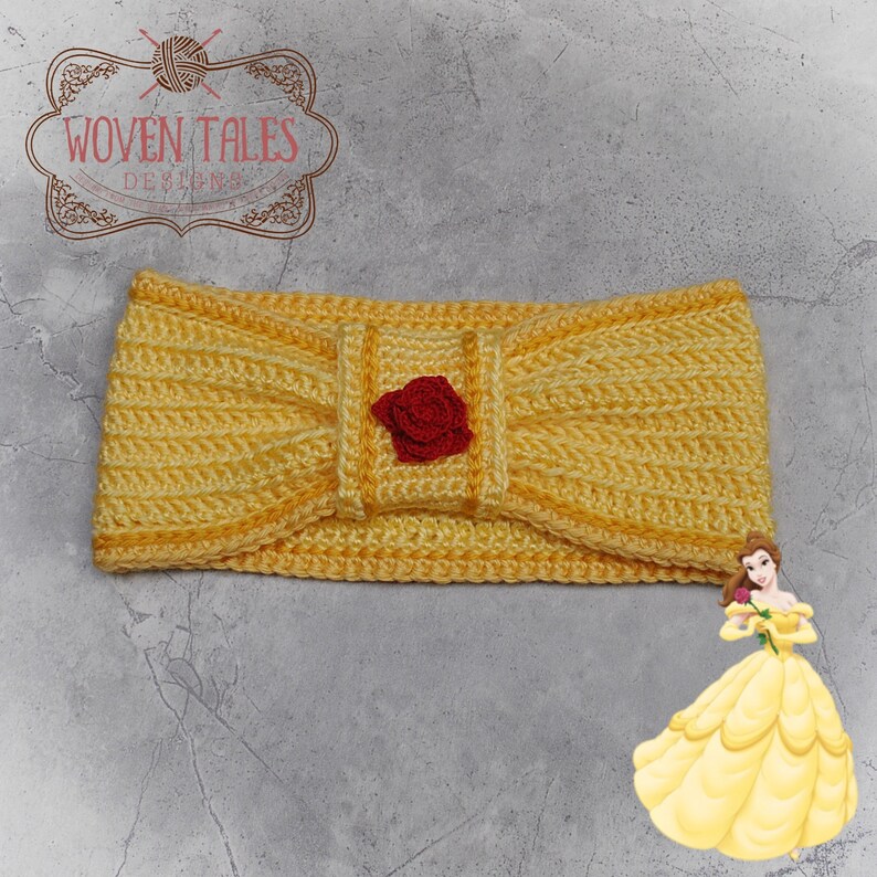 Beauty and the Beast Winter Headband Fall Fashion Crocheted Handmade Belle Earwarmer Headband Disney Princess Inspired
