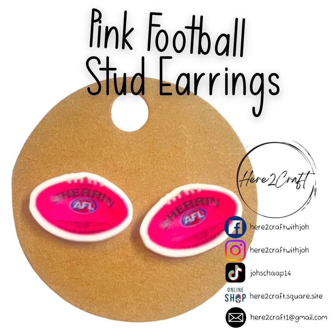 AFL Pink Footy Stud Earrings - Etsy