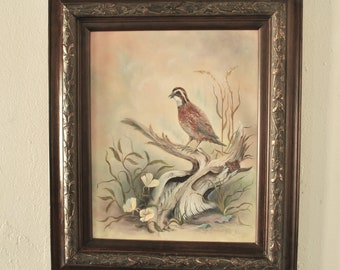 Framed Original Painting Bird - 16 X 20 Inches Painting