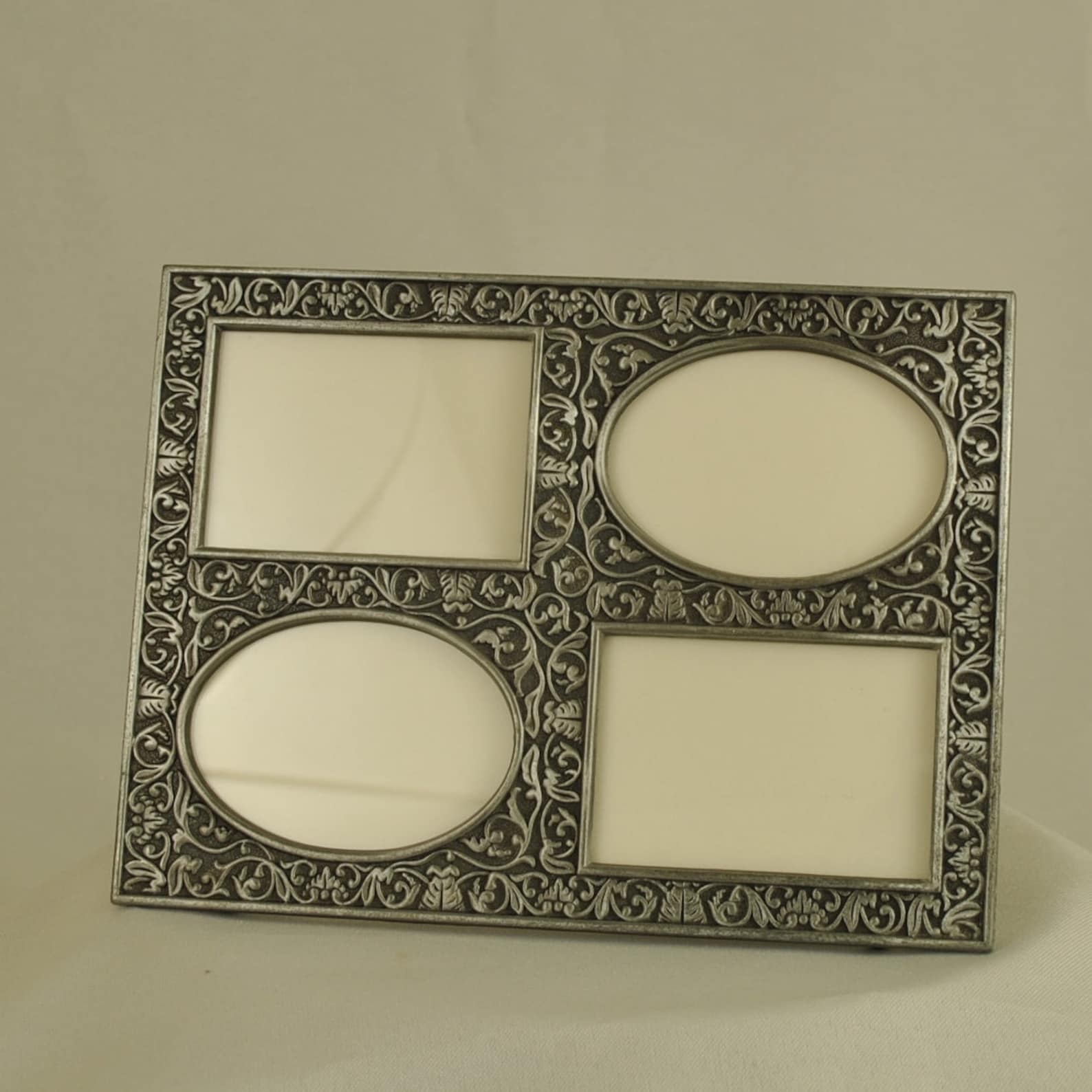 Ornate Pewter Picture Frame 5 X 7 Holds 4 Photos Etsy
