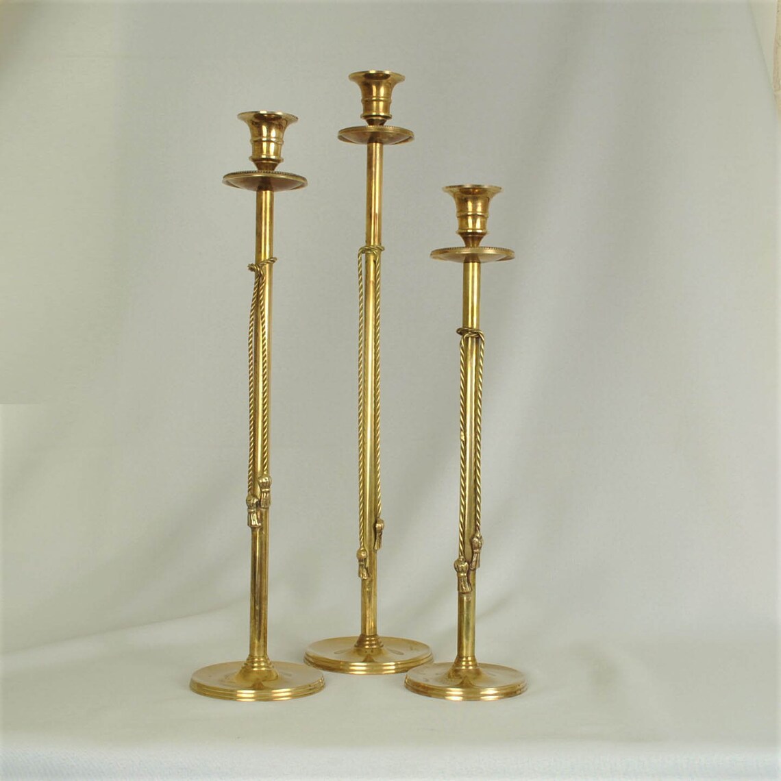 Brass Taper Candle Holders Group of 3 18 16 14 Inches Tall Etsy