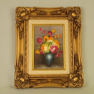 Framed Original Oil Painting of Roses