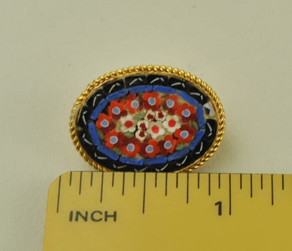 Vintage Italy Micro Mosaic Small Oval Brooch - image 3