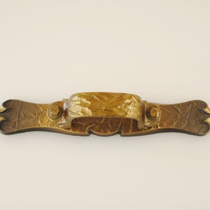 Hammered Brass Cabinet or Drawer Handle with Backplate