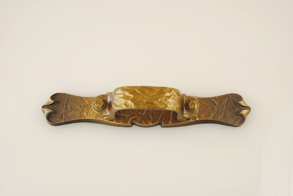 Hammered Brass Cabinet Or Drawer Handle With Backplate Etsy