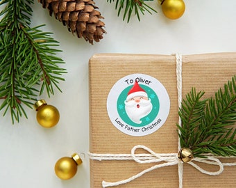 Personalised Christmas Present Stickers Father Christmas Santa Reindeer