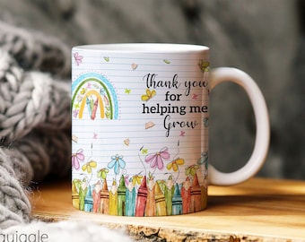 Personalised Teacher Thank You Mug | Helping Me Grow | End Of Year Gift Best Teaching Assistant