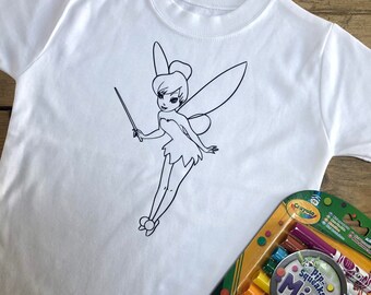 Kids Fairy Colouring T-shirt - Colour In Washable Top With Or Without Crayola Markers