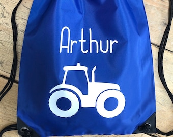 Personalised Tractor PE Bag - School, Swimming, Farm, Football Draw String Bag