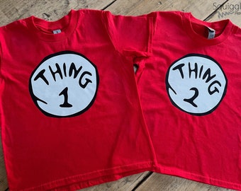 Thing 1 & Thing 2 T-shirts World Book Day | Fancy Dress | Cat In The Hat