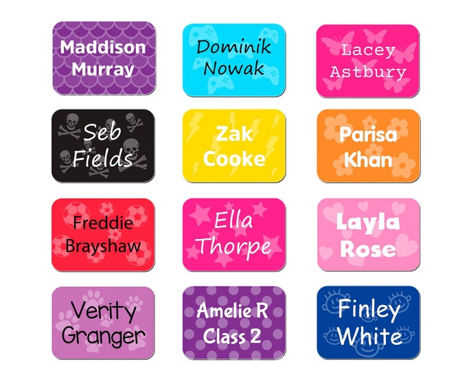 Featured listing image: ONE4ALL Personalised Name Sticker Labels For Clothing, School Uniform, Bags, Shoes - Range Of Colours/Patterns (Pack of 60)