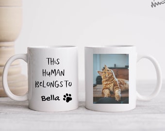 Personalised Photo Cat Mug | This Human Belongs To |  Personalised Gift | Dog Cat Gift