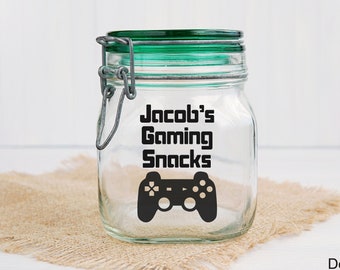 Personalised Gaming Snack Jar Sticker Decal | Gamer Gift | Christmas Gift | Gifts For Him/Her