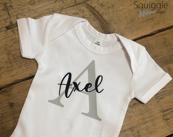 Personalised Baby Vest | Name And initial | Unisex White Cotton Vest