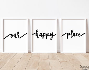 Our happy Place | A4 Home prints | Set Of Three Typography Prints