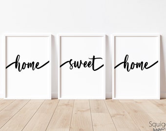 Home Sweet Home | A4 Home prints | Set Of Three Typography Prints