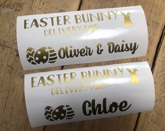 Personalised Easter Treat Box Sticker Decal - Easter Bunny Delivery *STICKER ONLY*