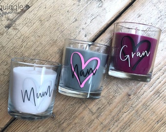 Personalised Candle Gift Mum Nan Nana Birthday Candle Gift Scented Glass Candle - 30hr Burn Time