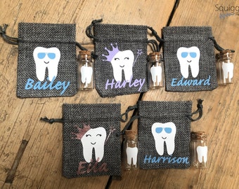 Tooth Fairy Bag, Personalised Tooth Fairy Pouch, 1st Tooth Bag, Keepsake, Tooth Fairy Bag With Jar