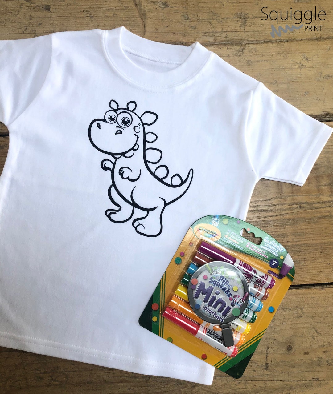 Kids Dinosaur Colouring T-shirt - Colour in Washable Top With or ...