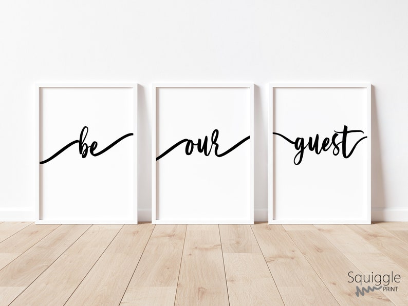 Digital Download Be Our Guest A4 Home prints Set Of Three Typography Prints image 1