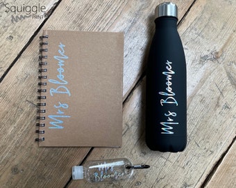 Personalised Teacher Bundle - End of Year Gift - Drink Bottle A5 Pad Hand Gel