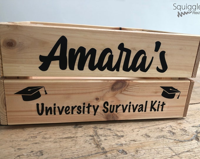 Featured listing image: Personalised University Survival Kit Sticker Decal - Leaving For Uni *STICKER ONLY*