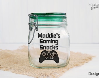 Personalised Gamers Snack Jar Sticker Decal | Gamer Gift | Christmas Gift | Gifts For Him/Her