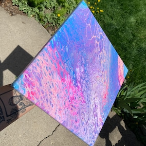 Pastel 12x12&quot; Fluid Painting - Boho - Hippie - Kids Room - Children&#39;s - Dorm - Summer Decor - Acrylic - Varnish - Wall Hanging - House Warm