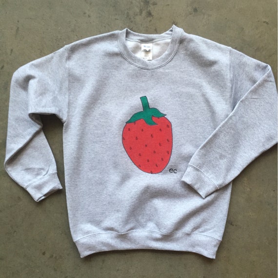 ecooperart Strawberry Sweatshirt: Heather Grey
