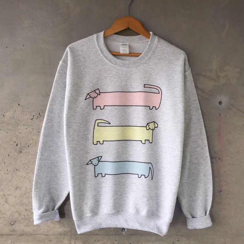 Weiner Dog Sweatshirt, Dachshund Sweatshirt, Doxie Sweatshirt Ash Grey