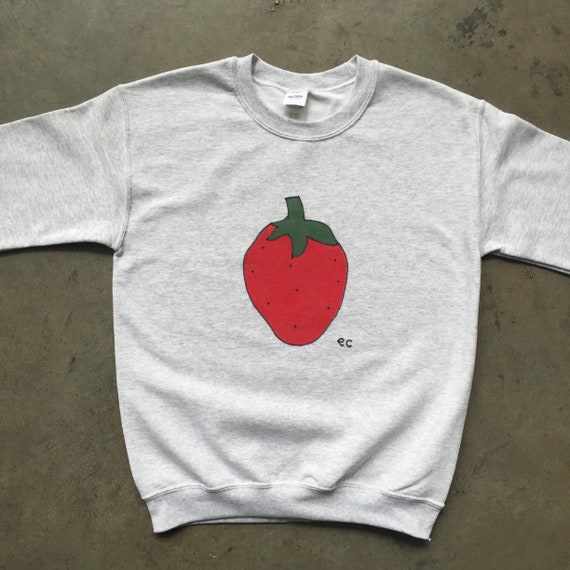 ecooperart Strawberry Sweatshirt: Ash Grey