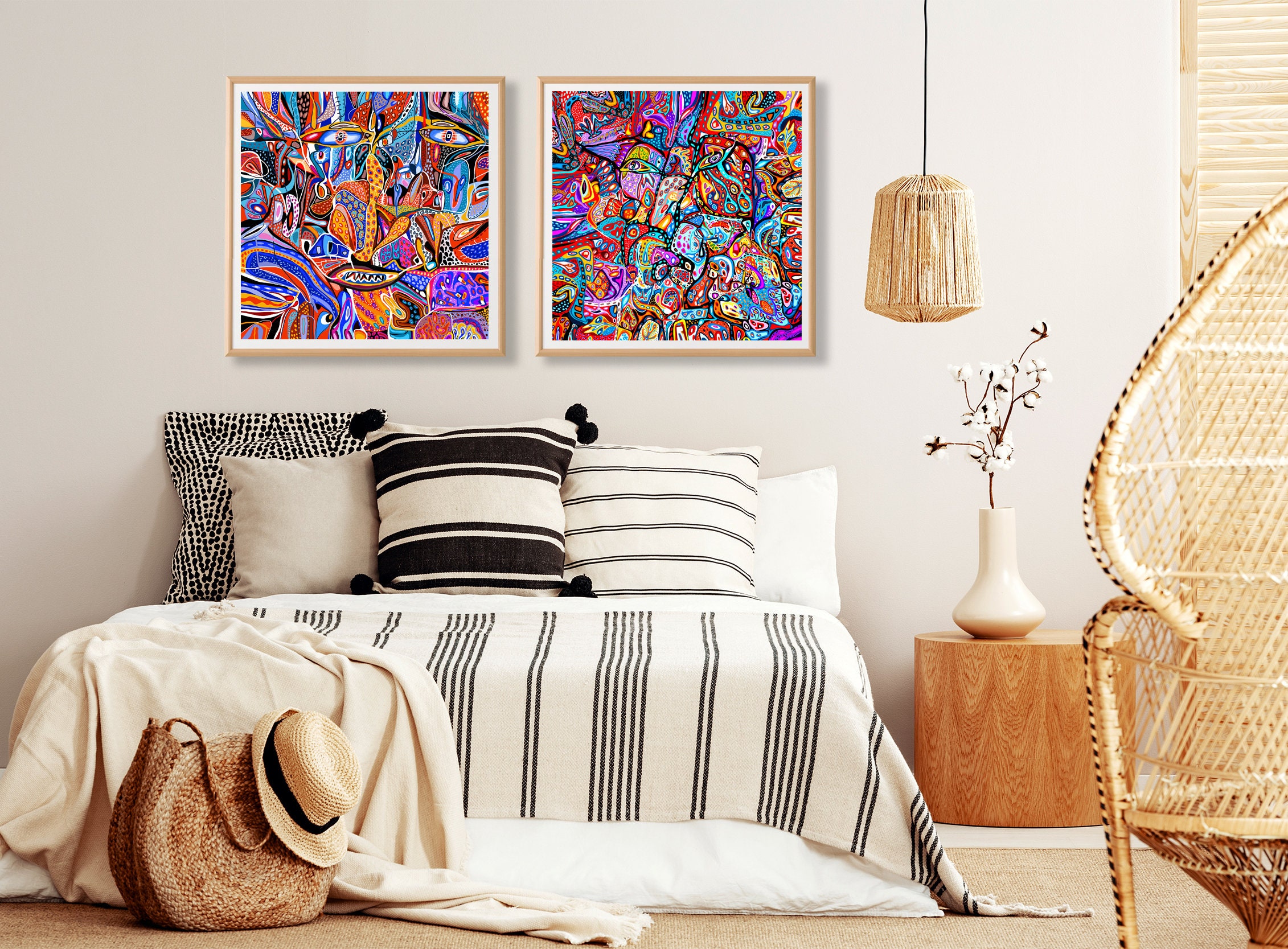 Gallery Abstract Wall Art set of 2 prints Bedroom wall decor Etsy