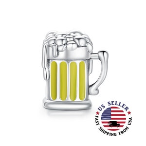 Beer Glass Charm Sterling Silver - Love Beer Charm - Silver Beer Bead - Beer Beads - Beer Charms - Gift for her - Fits all Charm Bracelets