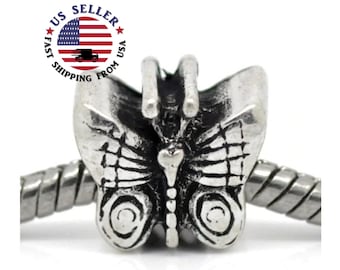 Butterfly Charm - Silver Butterfly Charm - Butterfly Bead - Silver Butterfly Bead - Butterfly Charms - Fits all Charm Bracelets