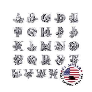 Initial Charm Sterling Silver - Letter Charm - Letter Charms - Alphabet Charms- A-Z Letters Charms -Alphabet Beads -Fits all Charm Bracelets