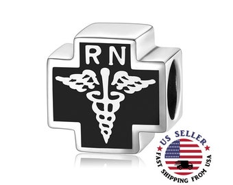 Nurse Charm Sterling Silver - RN Charm - Nursing Student Gift - Nurse Pendant - Nursing Charm - Nurse Pendant -Fits all Charm Bracelets