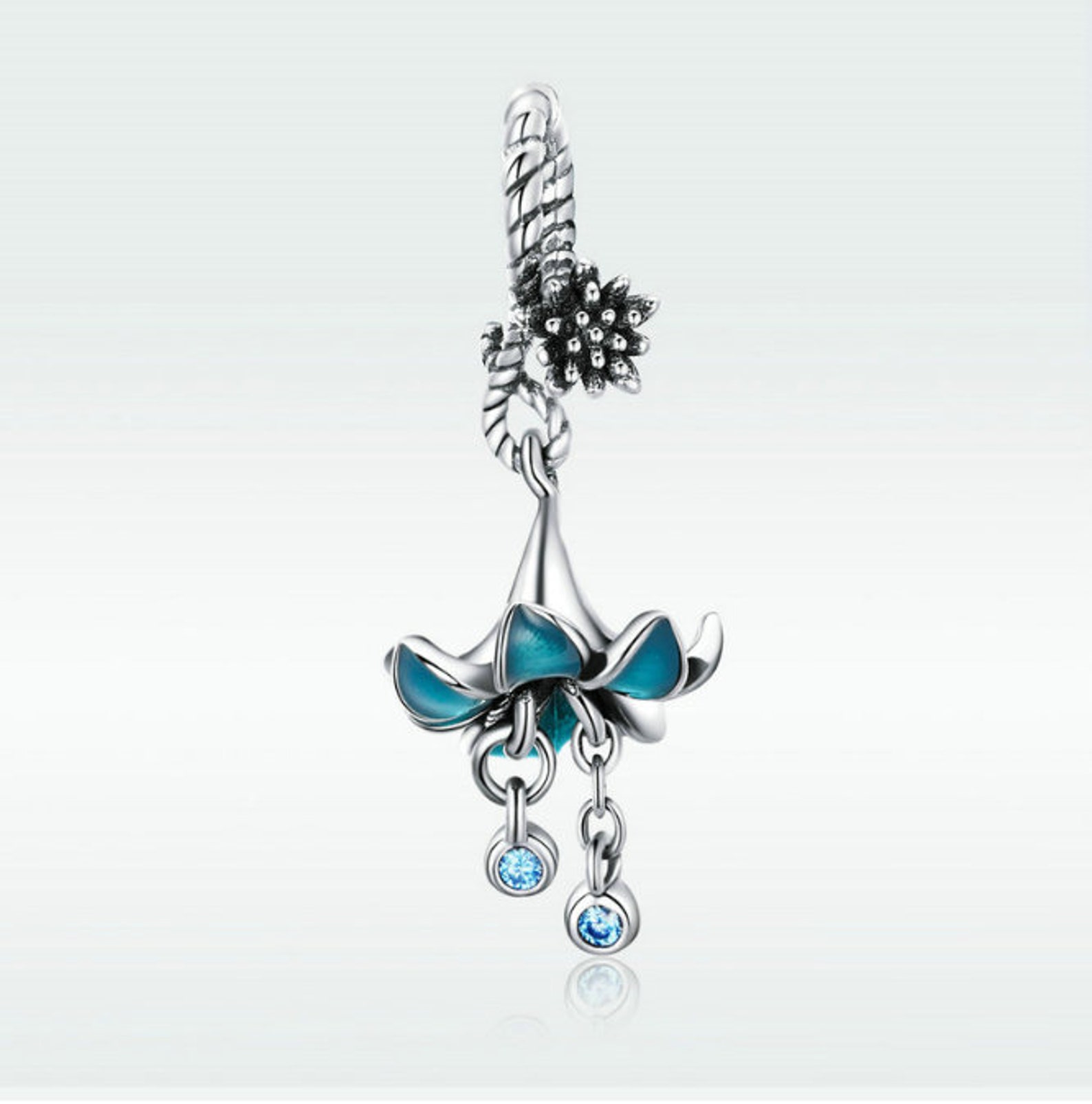 Blue Lily Flower Charm Sterling Silver Dangling Lily Charm - Etsy