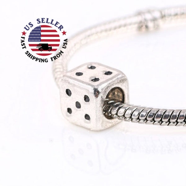 Silver Lucky Dice Charm - Dice Charm - Luck Charm - Lucky Charm  - Dices Bead - Casino Charm - Fits all Charm Bracelets