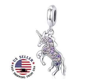 Unicorn Charm Sterling Silver - Magical Unicorn Charm - Colorful Unicorn Charm - Unicorn Pendant - Unicorn Jewelry -Fits all Charm Bracelets