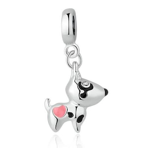 Silver Dog Charm - Silver Plated Dog Charm - Puppy Charm - Silver Love Dog Charm - Fits all Charm Bracelets - Christmas Gifts for Her