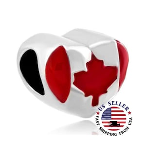Canada Flag Charm - Canada Charm - Canada Jewelry - Canada Flag Charm - Canada Bead - Fits All Charm Bracelets