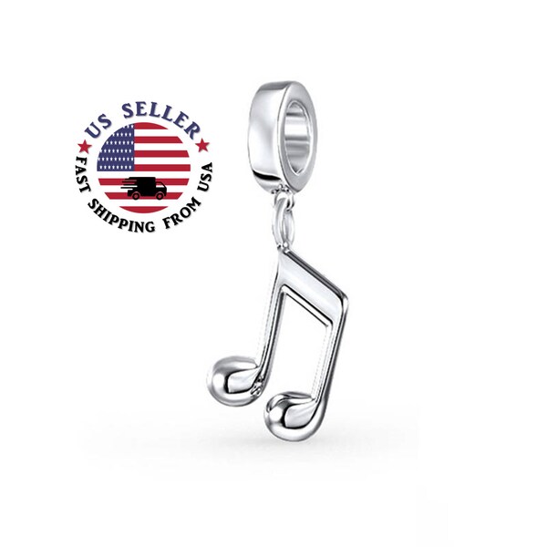 Silver Music Note Charm - Sterling Silver Music Charm - Musical Note Charm  - Love Music Charm - Musician Charm - Fits all Charm Bracelets