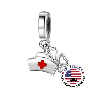 Nurse Hat Charm Sterling Silver - Nurse Charm - Nurse Gift - Nurse Pendant - Nurse Charm - Stethoscope Charm -Fits all Charm Bracelets