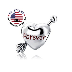 Sterling Forever Charm - Love Charm - Love Forever Charm - Heart Charm - Love You Charm - Love Bead - Fits All Charm Bracelets