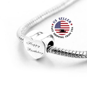 Silver Happy Birthday Charm - Sterling Silver Birthday Charm - Birthday Charm - Birthday Gift - Fits all Charm Bracelets