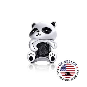 Panda bear Charm Sterling Silver -  Silver Panda Charm - Bear Charms - Giant Panda Charm - White Bear Bead - Fits all Charm Bracelets