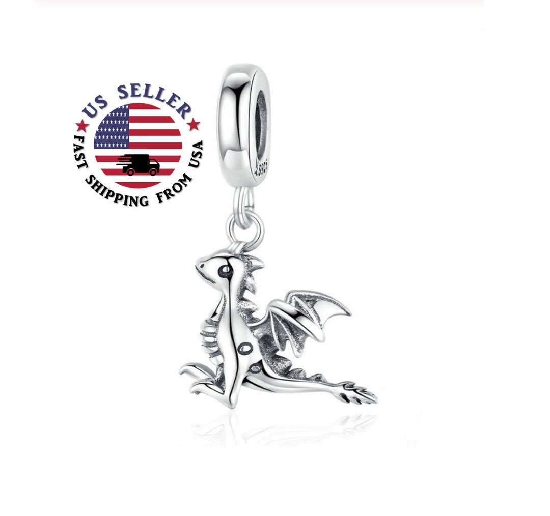 Silver Dragon Charm Sterling Silver Dragon Bead Charm Dragons Charms